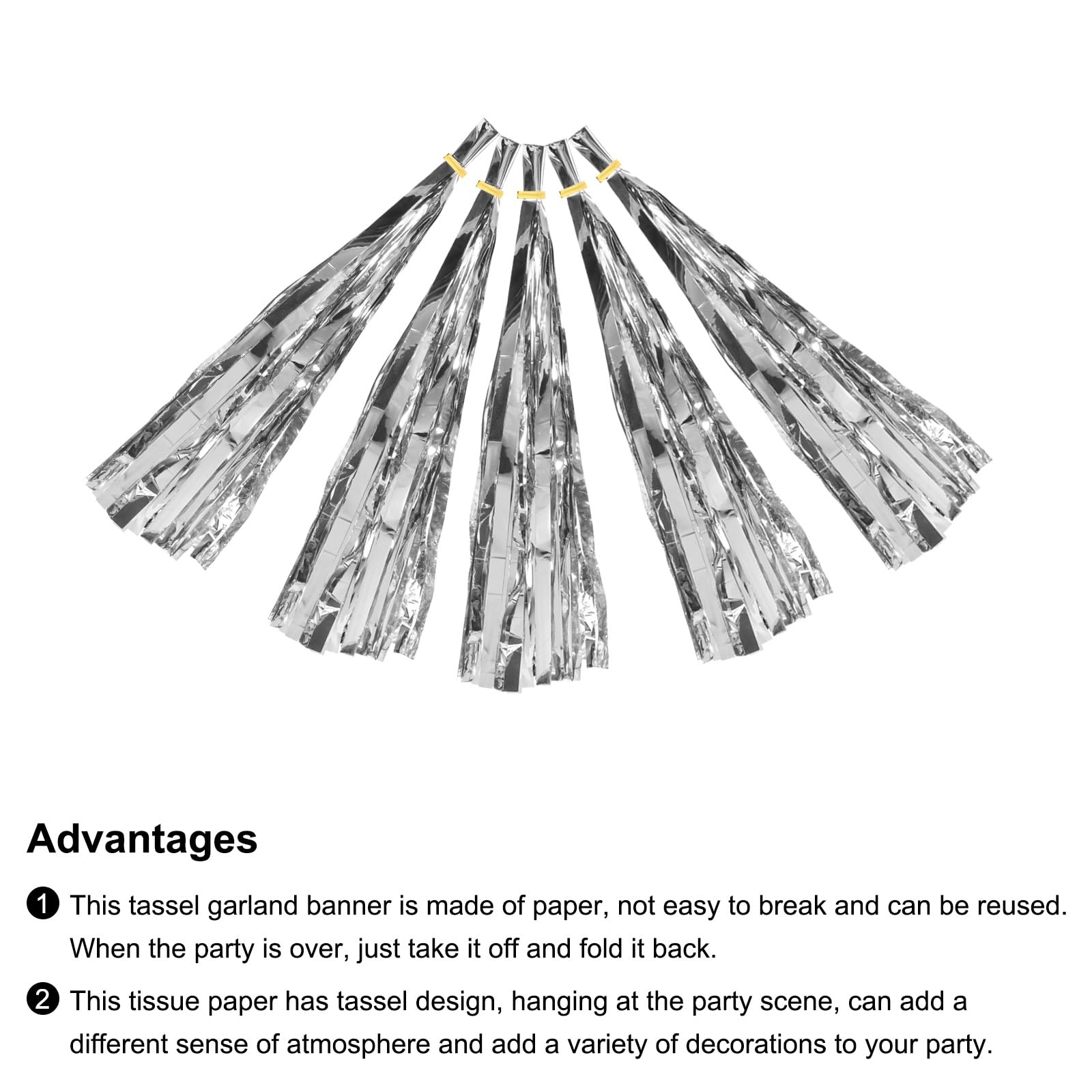 Amazon.co.jp: uxcell 30個 明るいシルバータッセルガーランドバナー